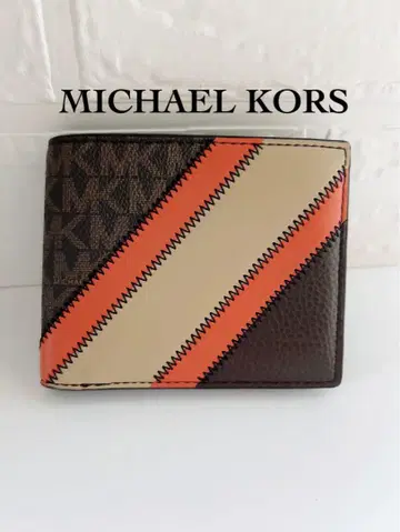 MICHAEL KORS 접이식 지갑 브라운 오렌지 남녀 공용