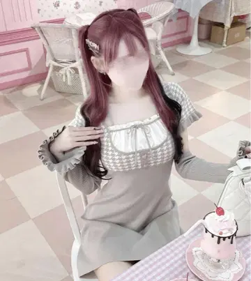 HoneyMew 허니뮤우 암커버 포함 하운드투스 체크 원피스
