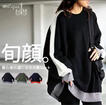 antiqua 안티카 배색 라인 니트