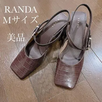 RANDA 로우힐 샌들 브라운 가을 크로커다일 스퀘어토