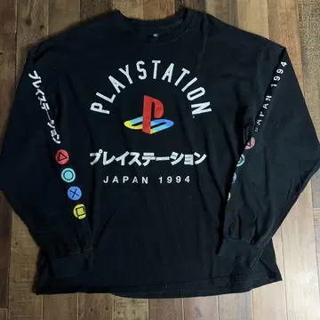 레어 1994 Japan PlayStation 슬리브 로고 롱 T XL