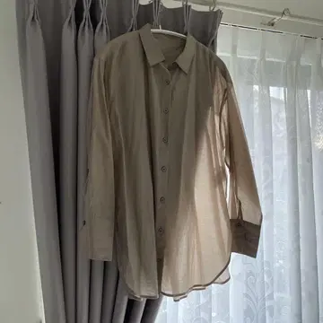PLST 베이지 시어 셔츠 긴팔 셔츠