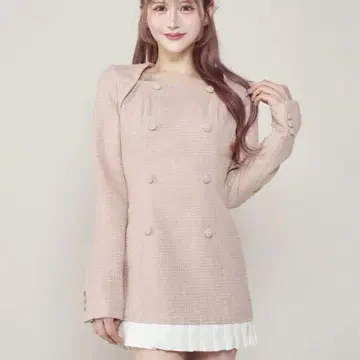 다리치 darich 플리츠 도킹 트위드 미니 원피스