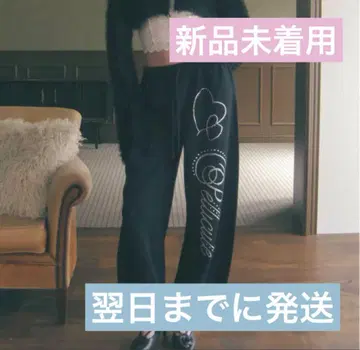 신색 블랙 PELLICULE stone-deco sweat pants