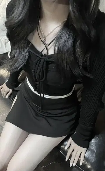 threetimes 블랙 미니 스커트