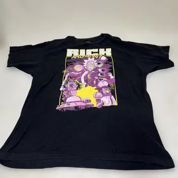 구제 해외 애니메이션 릭앤모티 캐릭터 프린트 티셔츠 블랙 XL