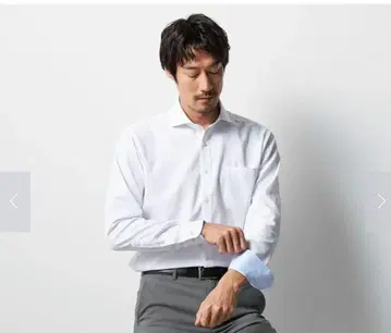 오리히카 긴팔 형태 안정 셔츠 방투명 컷어웨이 직조 무늬