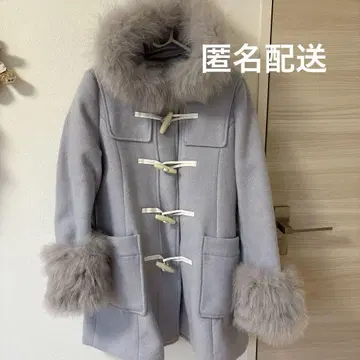 퍼 라이트 그레이 더플 코트