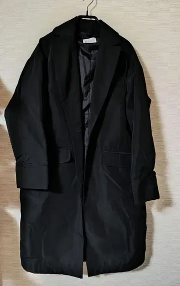 플라스테 체스터 코트 충전솜 라이너 포함 블랙 롱