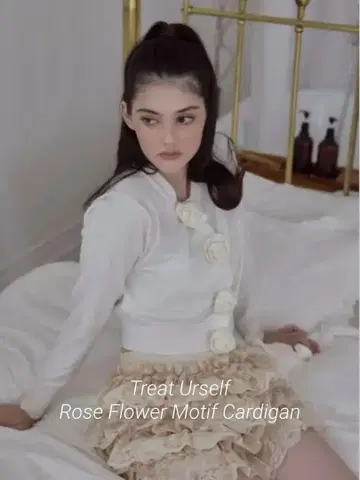 Treat Urself Rose Flower Motif Cardigan