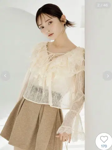 SNIDEL 바리에 레이스 블라우스 아이보리