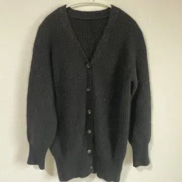 ROPE 라메 믹스 긴팔 가디건 블랙 모 45% 새상품급