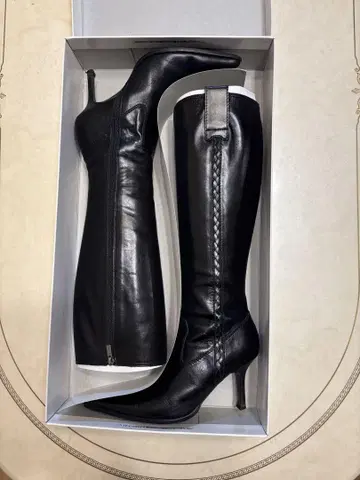 블랙 가죽 롱 부츠 24cm