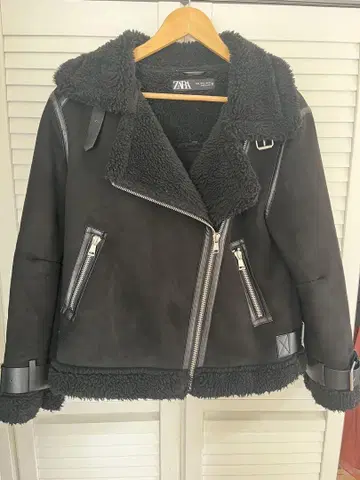 ZARA 페이크 무스탕 보아 라이더 자켓 XS