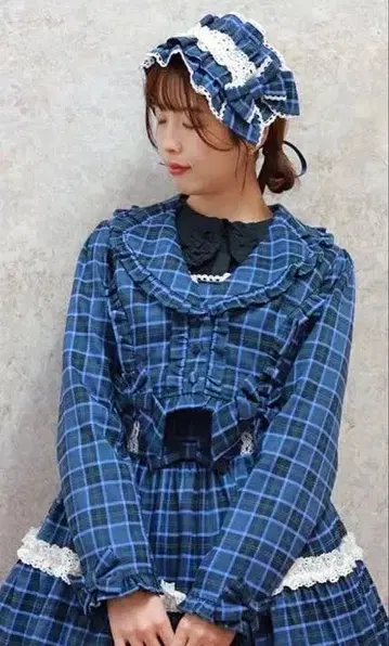 axes famm kawaii 타탄 체크 블루