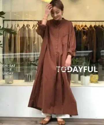 TODAYFUL 투데이풀 셔츠 원피스 브라운 36 S M