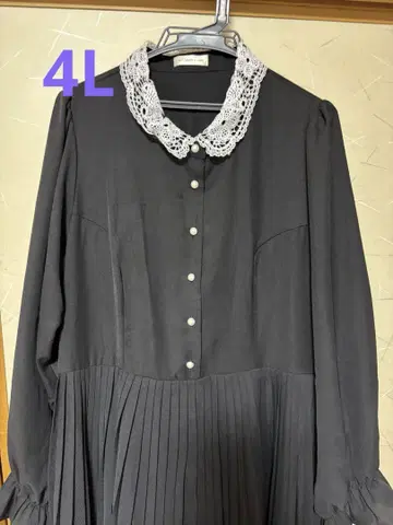 아오키 미사코 시마무라 m petit 긴팔 원피스 블랙 4L 사이즈
