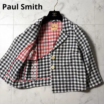 Paul Smith 트위드 체크 무늬 테일러드 자켓 40 블랙 화이트