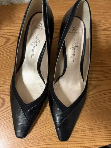 블랙 크로커다일풍 스틸레토 하이힐 23.5cm