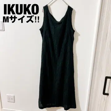 [ a2560 ] IKUKO 올 패턴 원피스 블랙 M 경사 포멀 일본제