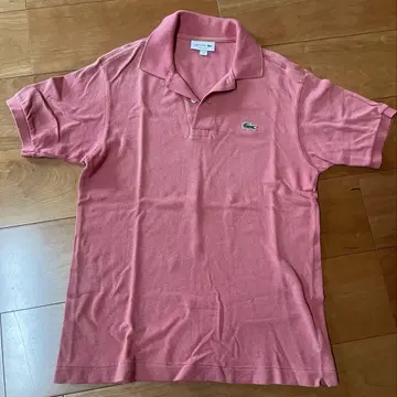 LACOSTE 코랄 핑크 피케 셔츠 남성용 S