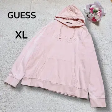 [ GUESS게스 ] 쭈리 로고 맨투맨 후드티 빅 루즈 연핑크 XL