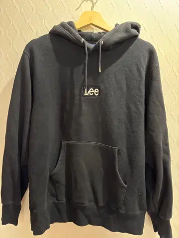 Lee 블랙 후드 부착 후드티 MEDIUM