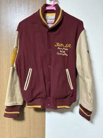 바시티 자켓 vintage 짧은 기장 가죽 와펜
