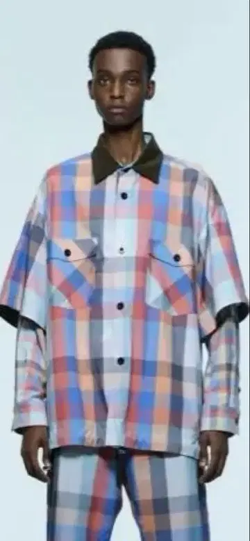 22aw Sacai 플래드 레이어드 셔츠 체크 셔츠