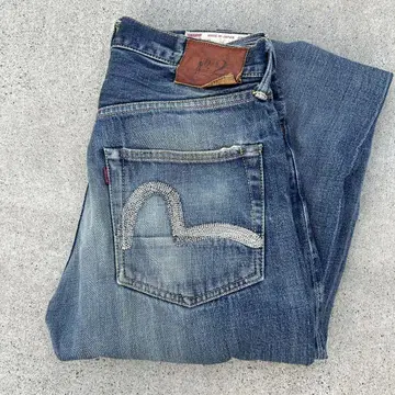 Evisu No.2 2000 데미지 데님 32 x 35