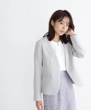 내추럴 뷰티 베이직 Pe 새틴 스트레치 노카라 자켓