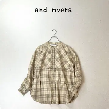 and myera 펠리시모 밴드 카라 체크 블라우스