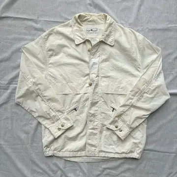 90s 나일론 자켓 화이트 버튼 프론트 포켓