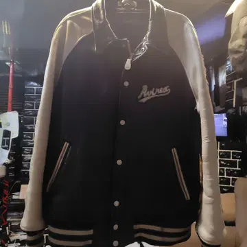 AVIREX 바시티 자켓 XL 블랙/아이보리