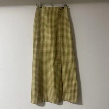 체크 무늬 롱 스커트