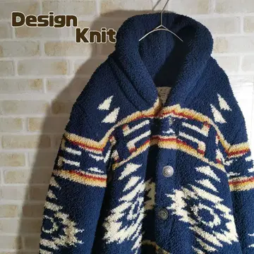 디자인 가디건 니트 노르딕 페어아일 네이비
