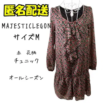 MAJESTIC LEGON 빨간색 꽃무늬 튜닉 M 넉넉한 체형 커버