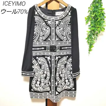ICEYIMO 아이스이모 자수 원피스 블랙 울 비쥬