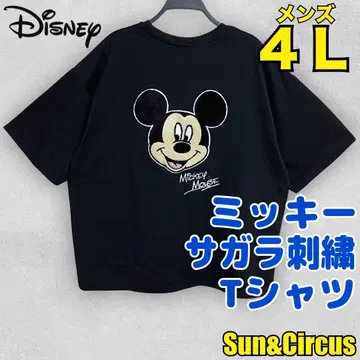 남성용 빅 사이즈 4L 미키 사가 자수 Disney T셔츠