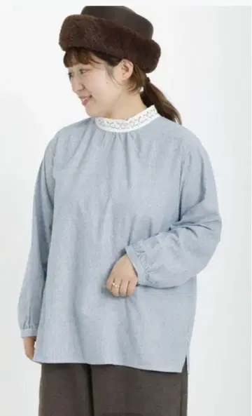 정가 이하! Samansa Mos2 스탠드 옷깃 레이스 블라우스