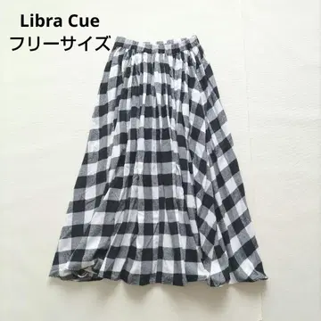 LibraCue 리브라큐 블록 체크 볼륨 스커트 허리밴딩