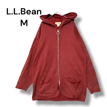 엘엘빈 풀 집업 후드티 M 빨간색 빈티지 무지 긴팔 후드