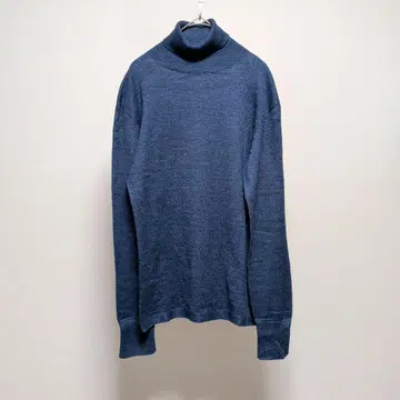 45R 인디고 코튼 터틀넥 니트 풀오버 네이비