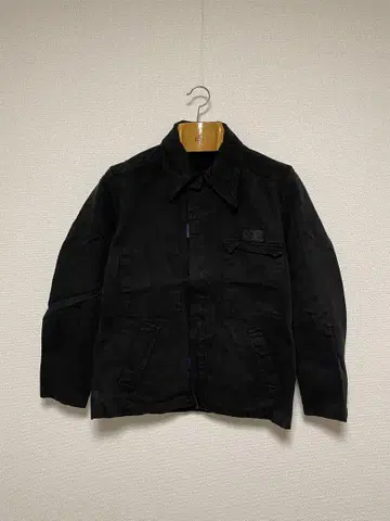 80s 프렌치 워크 블랙 염색 커버올 자켓 유로 구제 의류