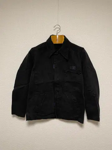 80s 프렌치 워크 블랙 염색 커버올 자켓 유로 구제 의류