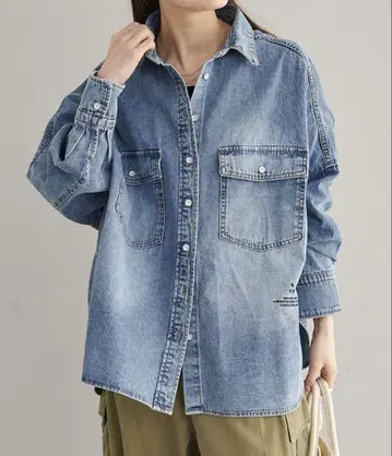 퓨어세신 빈티지 라이크 데님 셔츠 인디고 블루