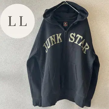JUNK STAR 블랙 후드티 LL 스컬 해골 바이크