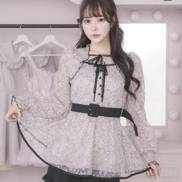 레이스 케이프 프릴 긴팔 셋업