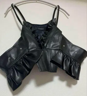 SHIROMA 24-25A/W 러플 부스티 비건 가죽