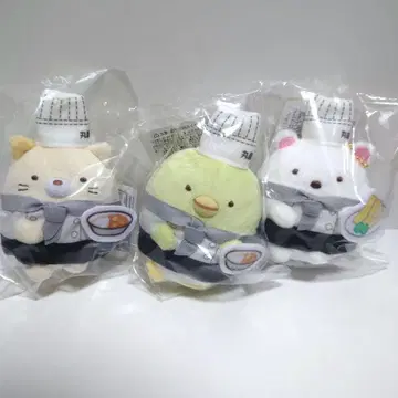마루후쿠 커피점 스미코구라시 봉제 인형 고양이 펭귄? 시로쿠마 3개 세트